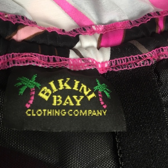 Bikini Bay Ladies Medium Pink/Black/White Tankini Bathing Suit Halter Top - Picture 5 of 10